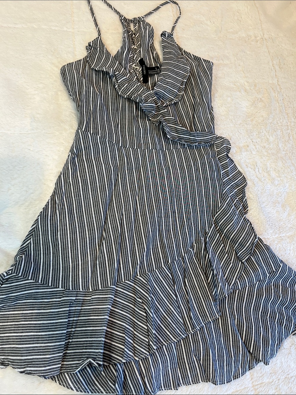 NWOT Forever 21 Black & White Striped Wrap Dress